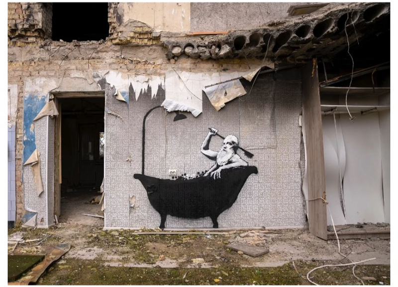 Бэнкси сделал серию граффити на руинах разрушенных домов в Украине – ФОТО