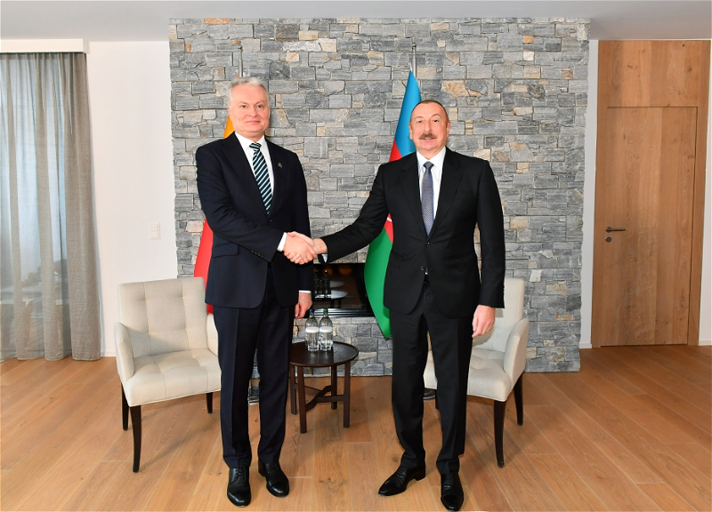 Президенты Азербайджана и Литвы встретились в Давосе - ФОТО