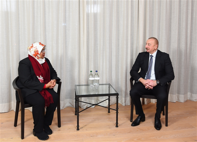 Ильхам Алиев встретился в Давосе с исполнительным директором Программы ООН по населенным пунктам - ФОТО