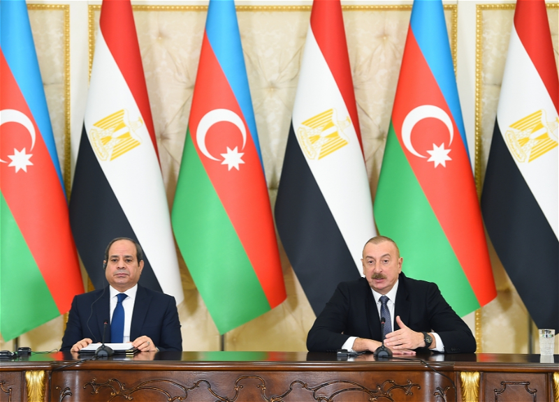 Президенты Азербайджана и Египта выступили с заявлениями для прессы - ФОТО
