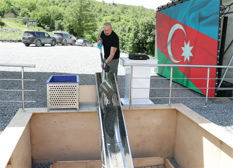 Президент Ильхам Алиев заложил фундамент села Яншаг Кяльбаджарского района - ФОТО