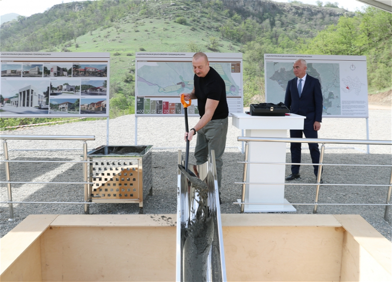 Президент Ильхам Алиев заложил фундамент села Шельве Лачинского района - ФОТО
