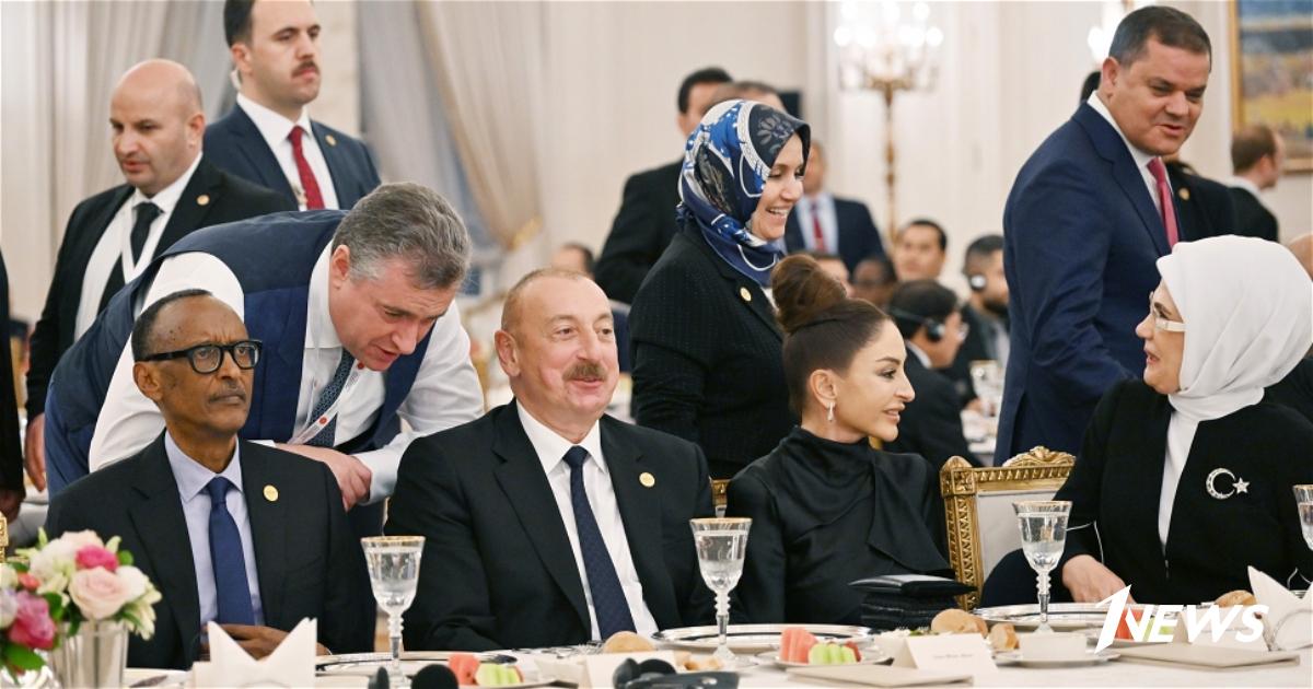 Ильхам Алиев и Мехрибан Алиева приняли участие в ужине от имени Реджепа ...