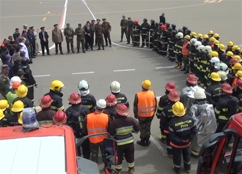 FHN Gəncə Beynəlxalq Hava Limanında taktiki təlim keçirib - VİDEO - FOTO