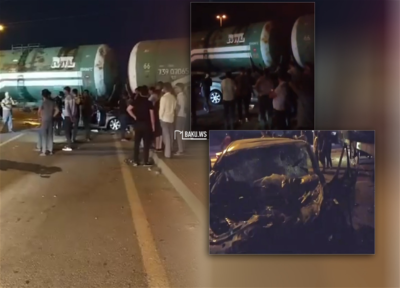 В Баку электропоезд сбил легковой автомобиль, водитель скончался - ВИДЕО