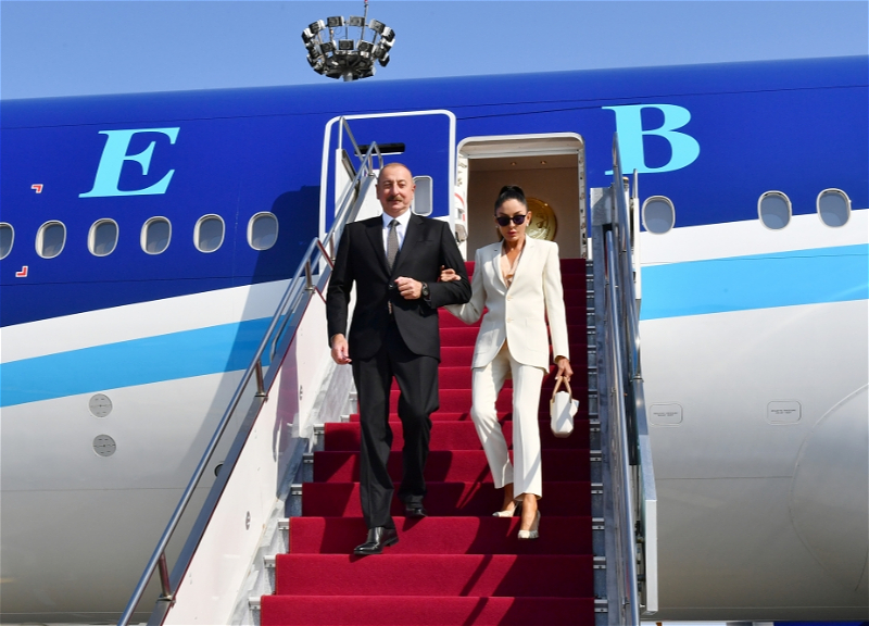 Президент Ильхам Алиев прибыл с рабочим визитом в Венгрию - ФОТО