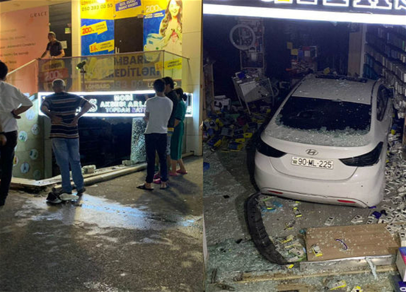 В Баку мужчина при попытке угона автомобиля бывшей жены въехал в магазин - ВИДЕО