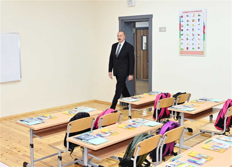 Ильхам Алиев принял участие в открытии нового здания школы в городе Хырдалан - ФОТО