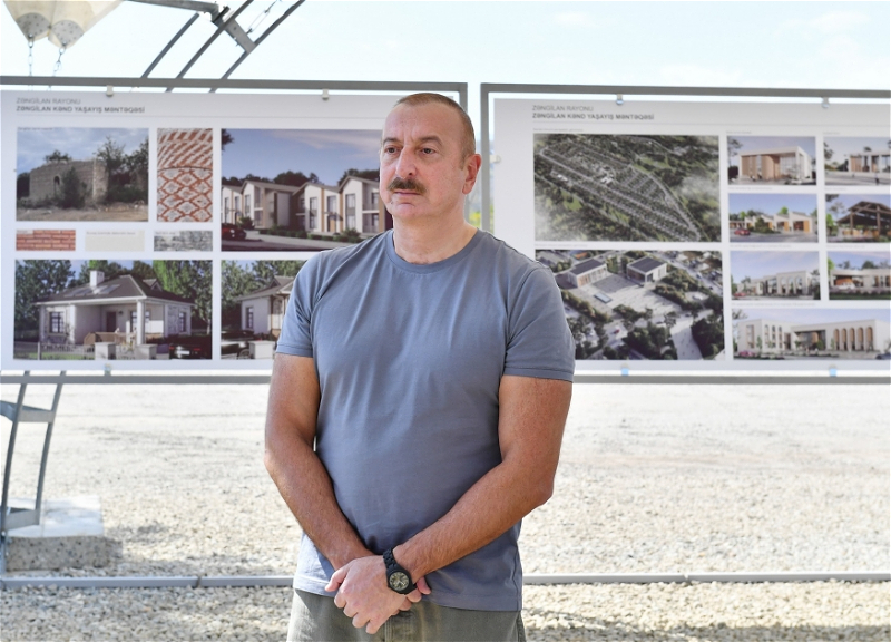 Президент Азербайджана заложил фундамент села Зангилан - ФОТО