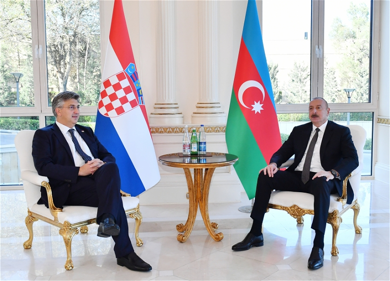 Состоялась встреча Президента Азербайджана Ильхама Алиева с премьер-министром Хорватии Андреем Пленковичем один на один
