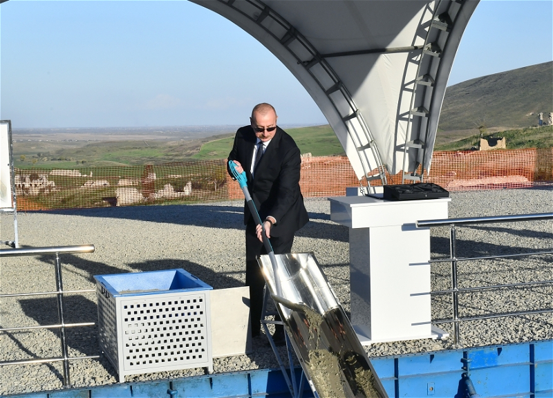 Президент Ильхам Алиев заложил фундамент села Гаргабазар в Физулинском районе - ФОТО
