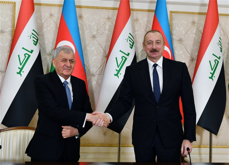 Президенты Азербайджана и Ирака выступили с заявлениями для прессы - ФОТО