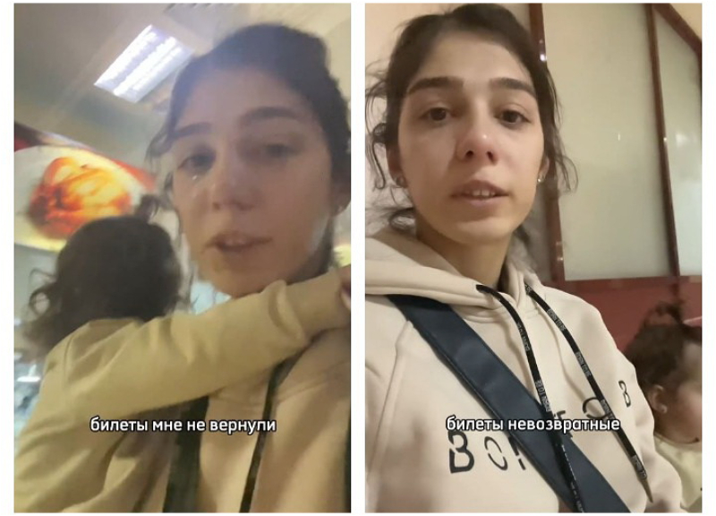 Блогера с ребенком не выпустили из Азербайджана из-за неуплаченного штрафа за регистрацию телефона - ВИДЕО