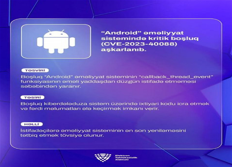 ETX “Android” telefon istifadə edənlərə xəbərdarlıq edib