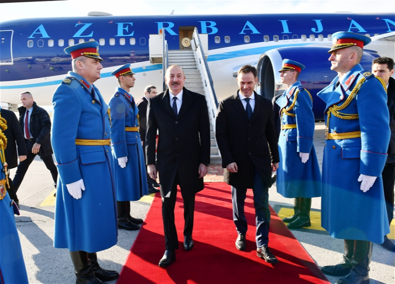 Президент Ильхам Алиев прибыл с визитом в Сербию - ФОТО