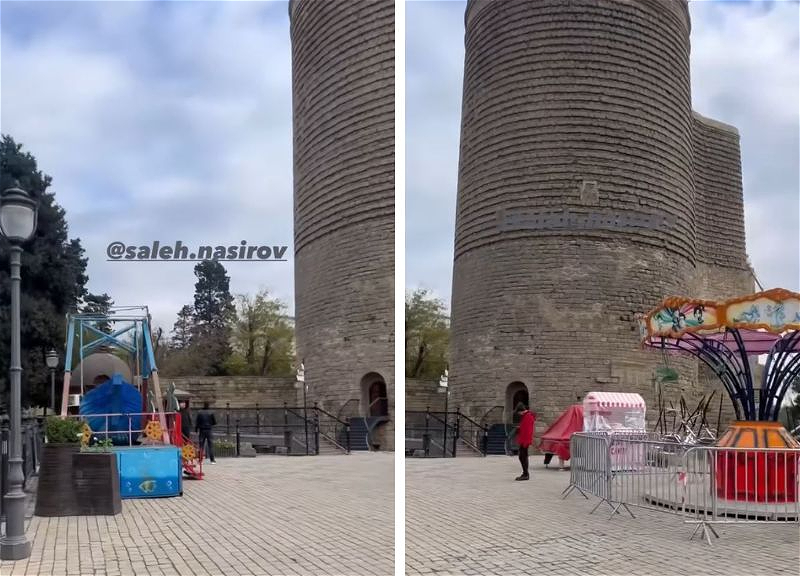 «Детские качели перед Девичьей башней портят вид» - общественность возмущена - ВИДЕО