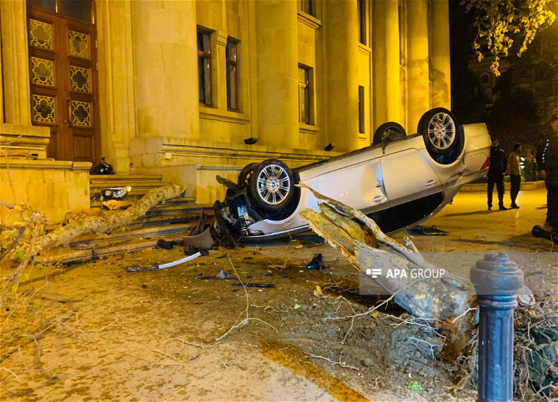В Баку водитель врезавшегося в дерево автомобиля получил травмы – ФОТО