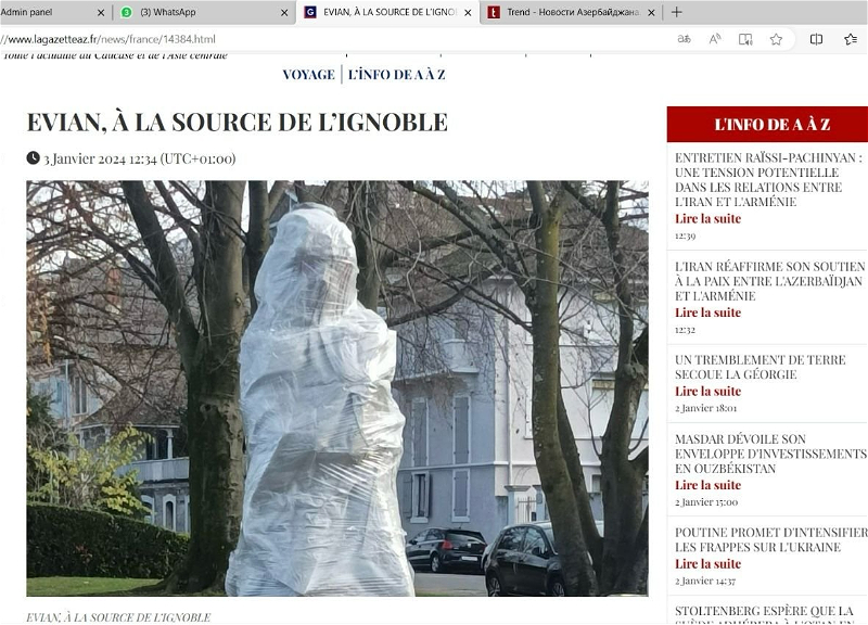 Жан-Мишель Брюн: Решение снести памятник Натаван в Эвиан-ле-Бен демонстрирует слепой расизм