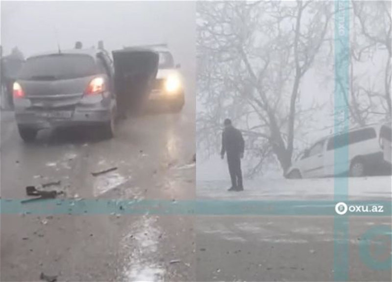 Гололед на дороге Баку-Шамаха-Исмаиллы стал причиной ДТП – ВИДЕО
