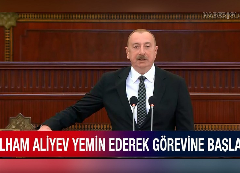 Церемония приведения к присяге президента Ильхама Алиева широко освещалась на телеканале Haber Global