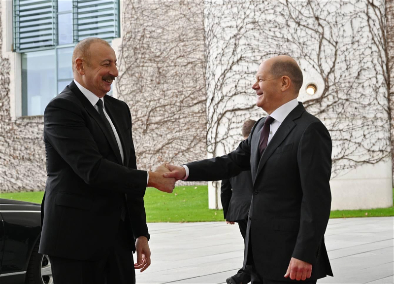Münxendə Azərbaycan Prezidenti Almaniyanın Kansleri Olaf Şolts ilə görüşü başlayıb - FOTO