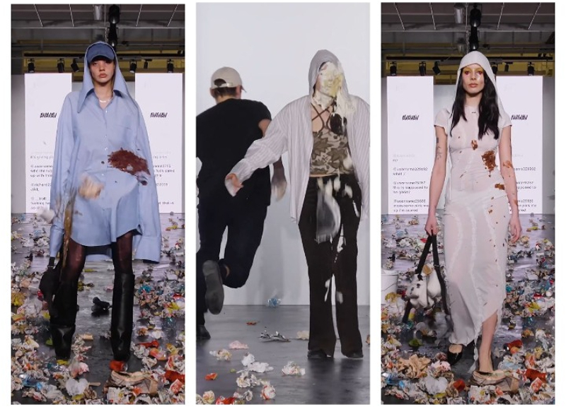 В Милане моделей закидали мусором на модном показе - ВИДЕО