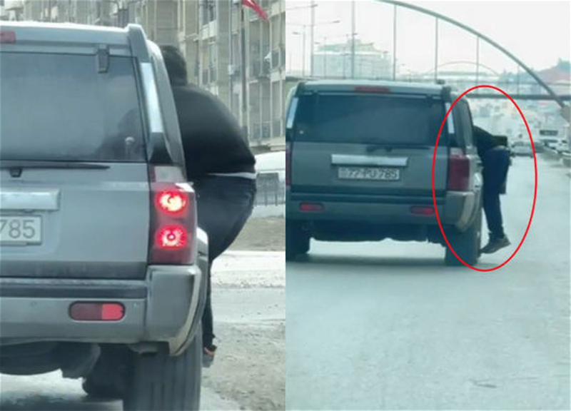 Джип и странный «пассажир» на дороге Баку-Сумгайыт - ВИДЕО