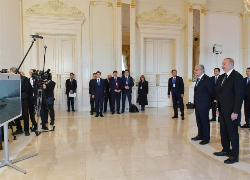 Президенты Азербайджана и Казахстана по видеосвязи наблюдали за церемонией прибытия контейнерного поезда с китайского терминала Сиань на бакинскую станцию «Абшерон» - ФОТО