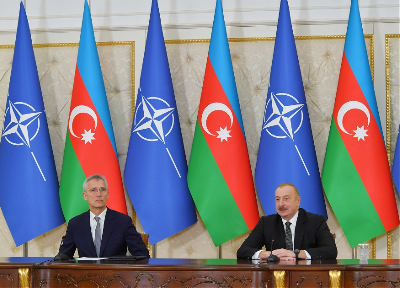 Президент Ильхам Алиев и генеральный секретарь НАТО выступили с заявлениями для прессы - ФОТО