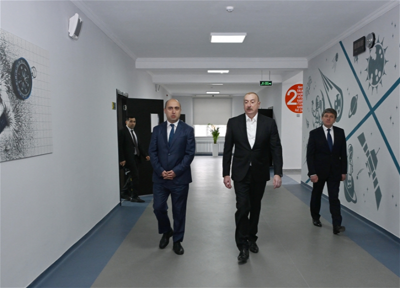 Ильхам Алиев принял участие в открытии нового здания полной средней школы в поселке Бум Габалинского района - ФОТО