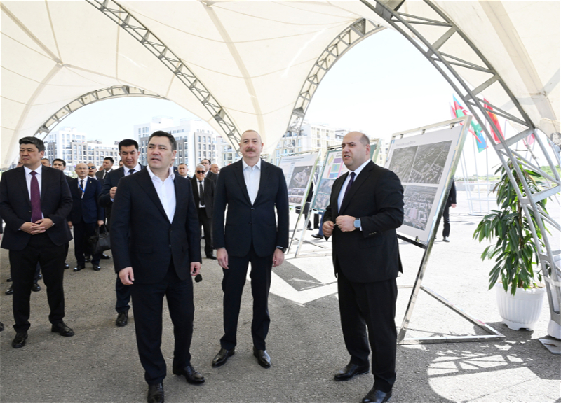 Президенты Азербайджана и Кыргызстана осмотрели разрушенные места города Физули и ознакомились с Генеральным планом города - ФОТО