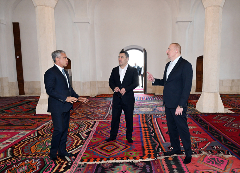 Президент Ильхам Алиев и Президент Садыр Жапаров приняли участие в открытии после реставрации Агдамской Джума-мечети - ФОТО