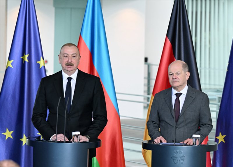Состоялась совместная пресс-конференция Президента Азербайджана Ильхама Алиева и Канцлера Германии Олафа Шольца - ФОТО