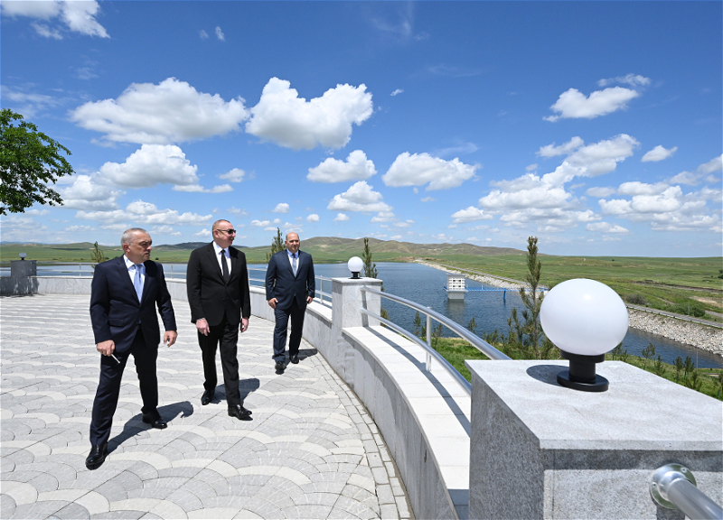 Президент Ильхам Алиев принял участие в открытии после ремонта и восстановления комплекса водохранилищ Кенделенчай в Физулинском районе - ФОТО