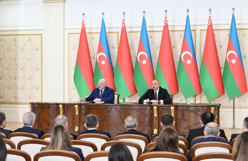 Президент Ильхам Алиев и Президент Александр Лукашенко выступили с заявлениями для прессы - ФОТО