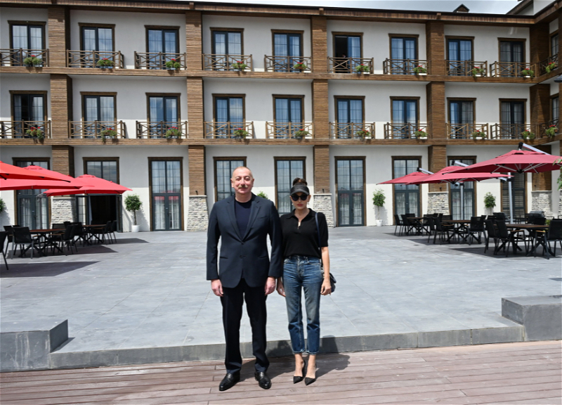 Президент Ильхам Алиев и первая леди Мехрибан Алиева приняли участие в открытии отеля Ağalı в Зангиланском районе