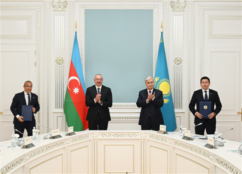В Астане состоялась церемония обмена Договором акционеров, подписанным между Азербайджаном и Казахстаном - ФОТО