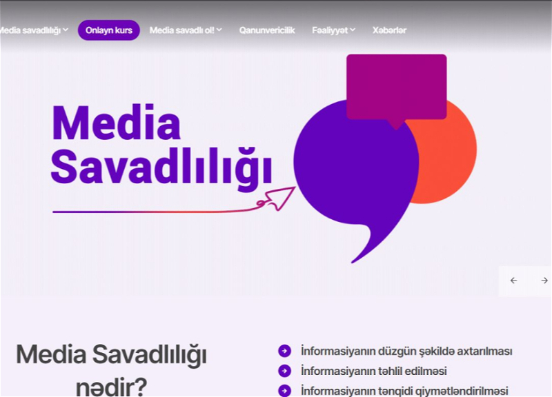 “Media savadlılığı” həftəsi çərçivəsində “medialiteracy.media.gov.az” platformasında onlayn kurs istifadəyə verilib