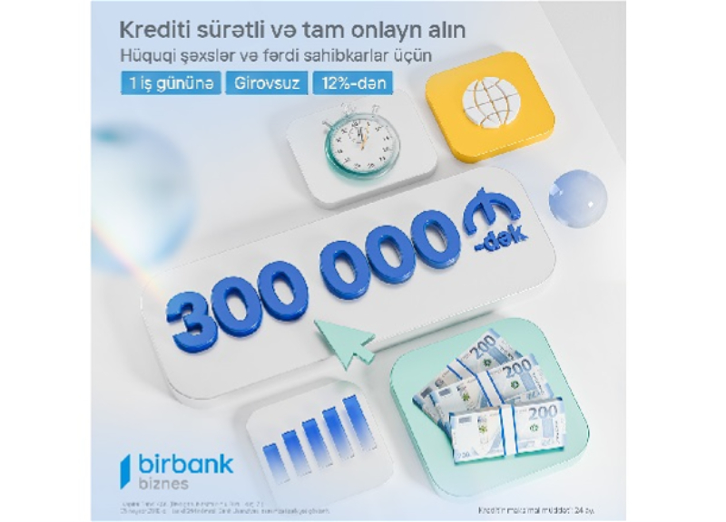 Birbank Biznes-dən sahibkarlara “Sürətli kredit” imkanı