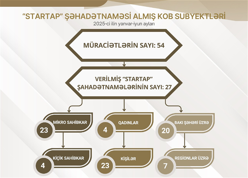 2025-ci ildə “Startap” şəhadətnaməsi almış KOB subyektlərinin əksəriyyəti mikro sahibkarlardır