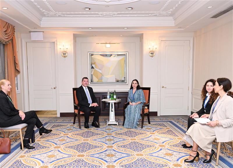 Vice-President of the Heydar Aliyev Foundation Leyla Aliyeva meets with Ales Musar, Spouse of the Slovenian President, in New York