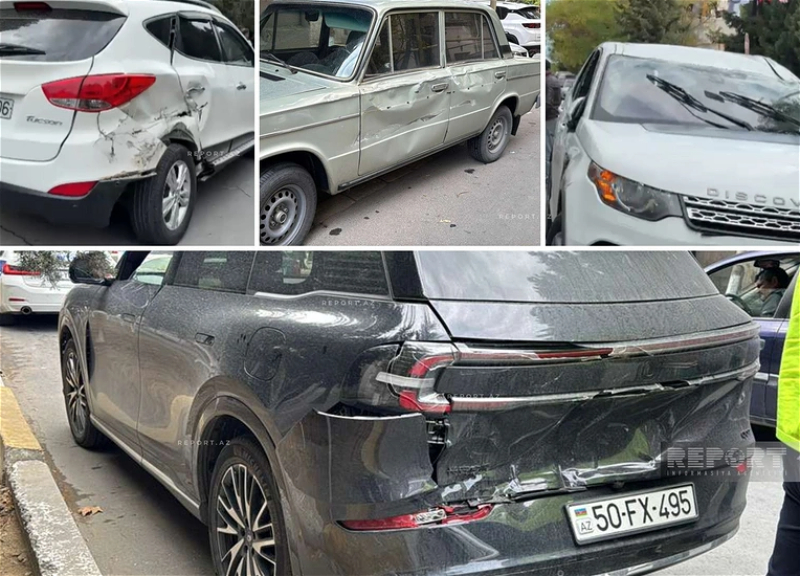 В Сумгайыте Land Rover протаранил три машины и перевернулся