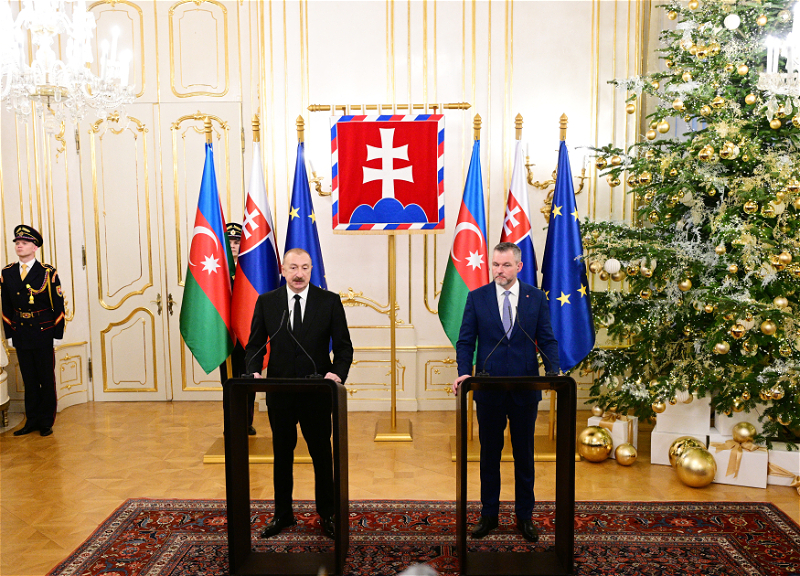 Azərbaycan və Slovakiya prezidentləri mətbuata bəyanatlarla çıxış ediblər