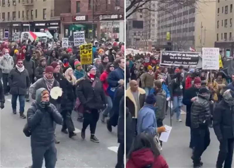 Сотни человек в Нью-Йорке вышли на протест против действий США в Венесуэле - ВИДЕО