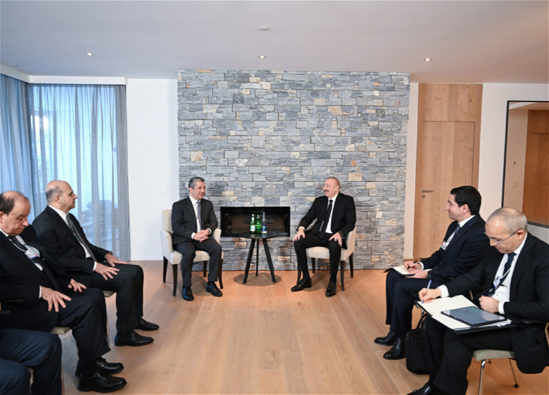 Prezident İlham Əliyev Davosda İraq Kürdüstan Regionunun Baş naziri ilə görüşüb