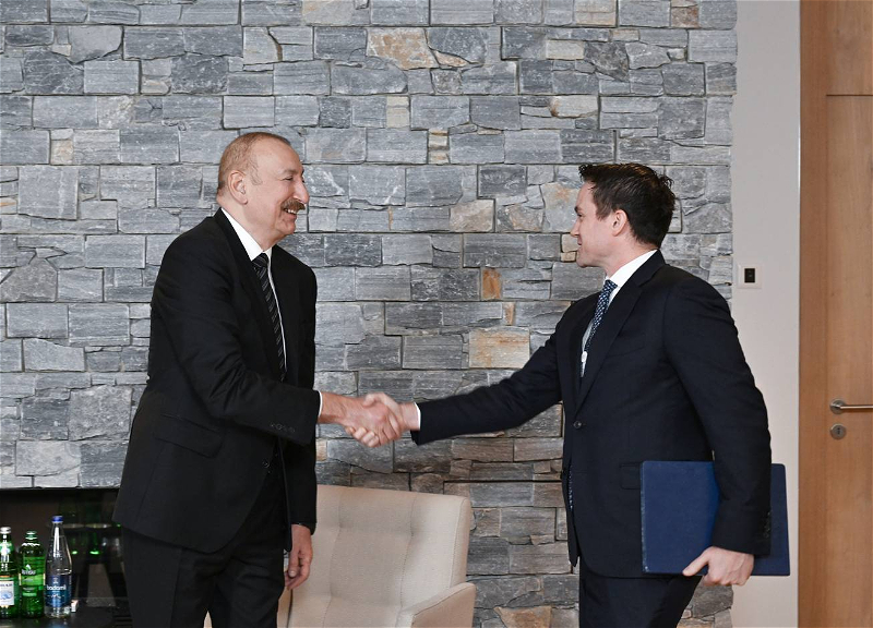 İlham Əliyev Davosda “Brookfield Asset Management” şirkətinin prezidenti ilə görüşüb