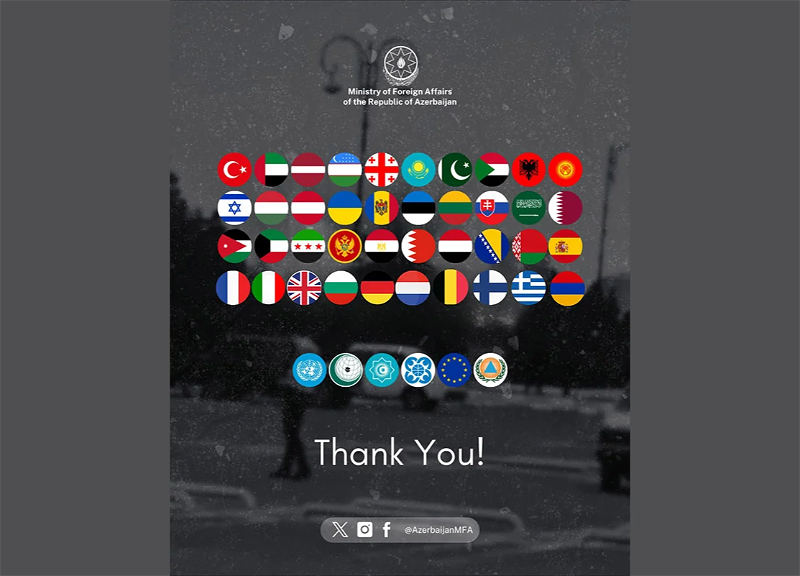XİN İranın Naxçıvana dron hücumundan sonra Azərbaycanla həmrəy olan ölkə və təşkilatlara təşəkkür edilib