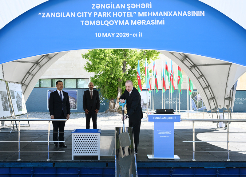 Президент Ильхам Алиев заложил фундамент отеля Zangilan City Park Hotel - ФОТО