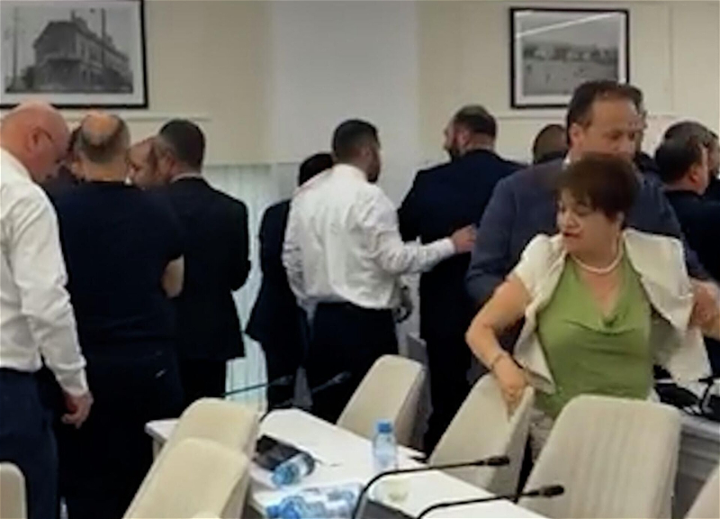 Mass brawl at Yerevan council of elders meeting - video