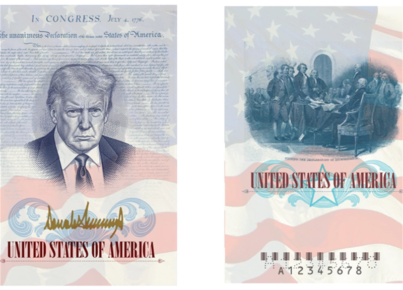 Trump presented design of US passport with his own portrait